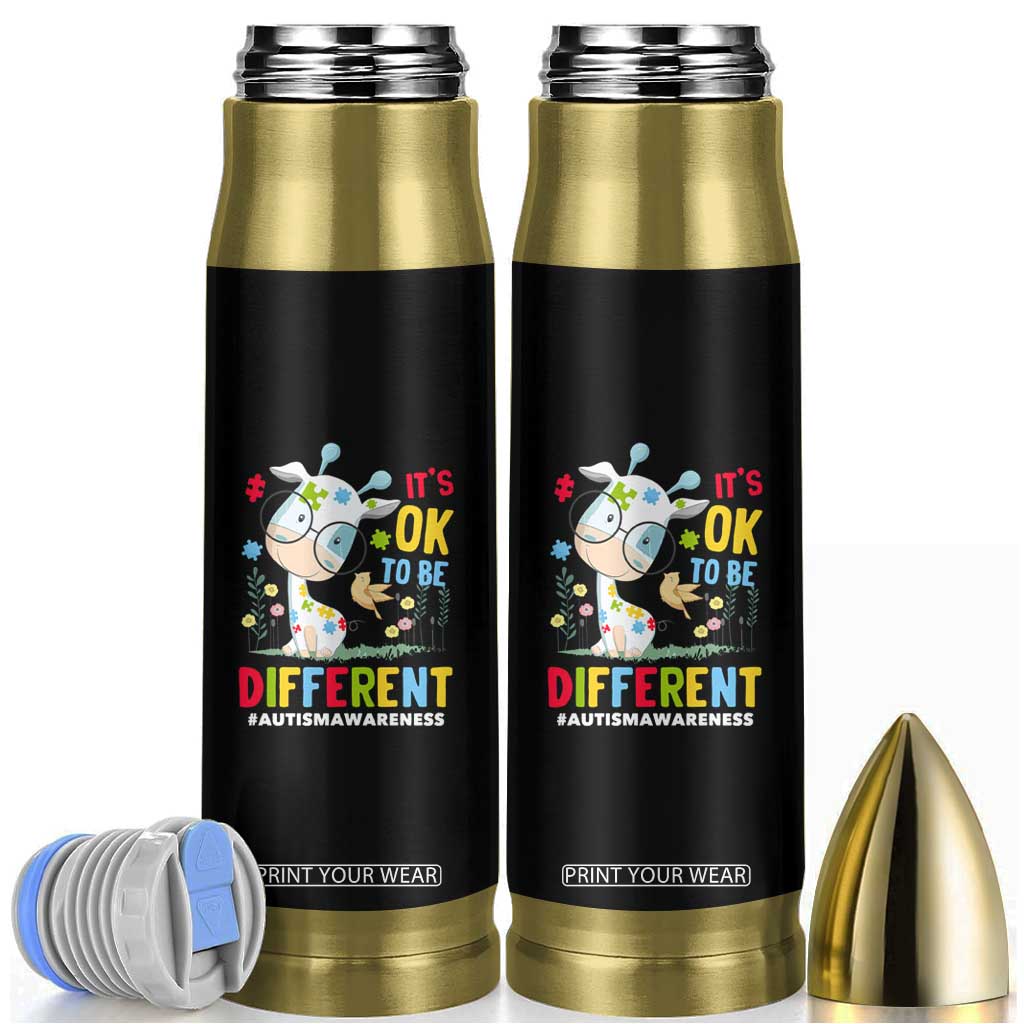 Autism Awareness Bullet Tumbler It's Ok To Be Different Cute Puzzle Giraffe TS09 Black Print Your Wear