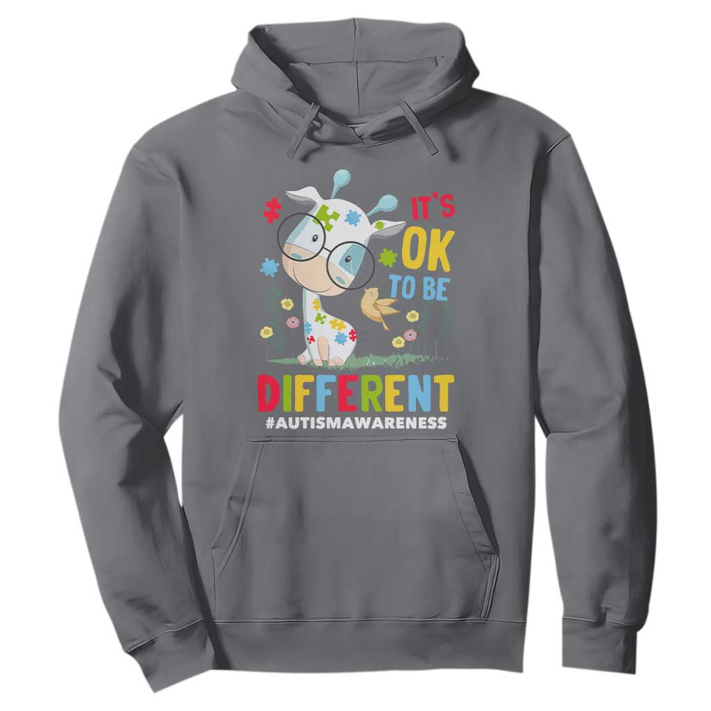 Autism Awareness Hoodie It's Ok To Be Different Cute Puzzle Giraffe TS09 Charcoal Printyourwear