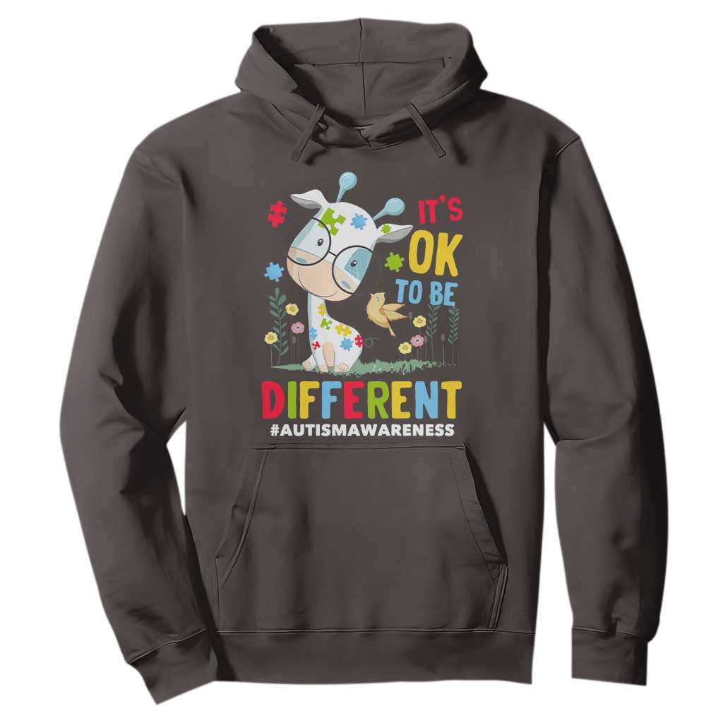 Autism Awareness Hoodie It's Ok To Be Different Cute Puzzle Giraffe TS09 Dark Chocolate Printyourwear