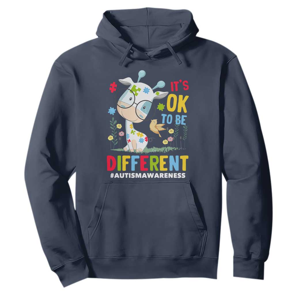Autism Awareness Hoodie It's Ok To Be Different Cute Puzzle Giraffe TS09 Navy Printyourwear