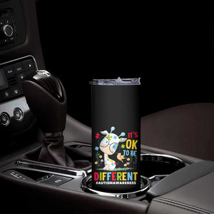 Autism Awareness Skinny Tumbler It's Ok To Be Different Cute Puzzle Giraffe TS09 Print Your Wear