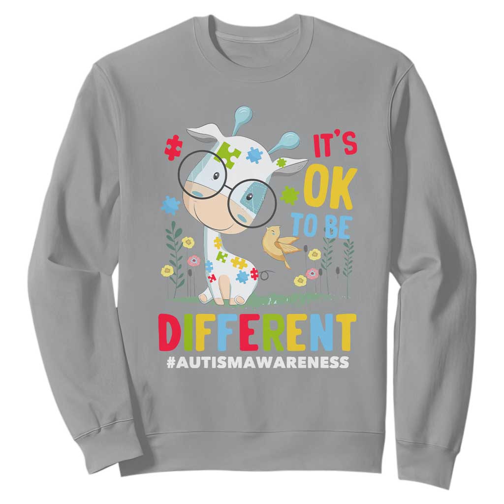 Autism Awareness Sweatshirt It's Ok To Be Different Cute Puzzle Giraffe TS09 Sport Gray Printyourwear