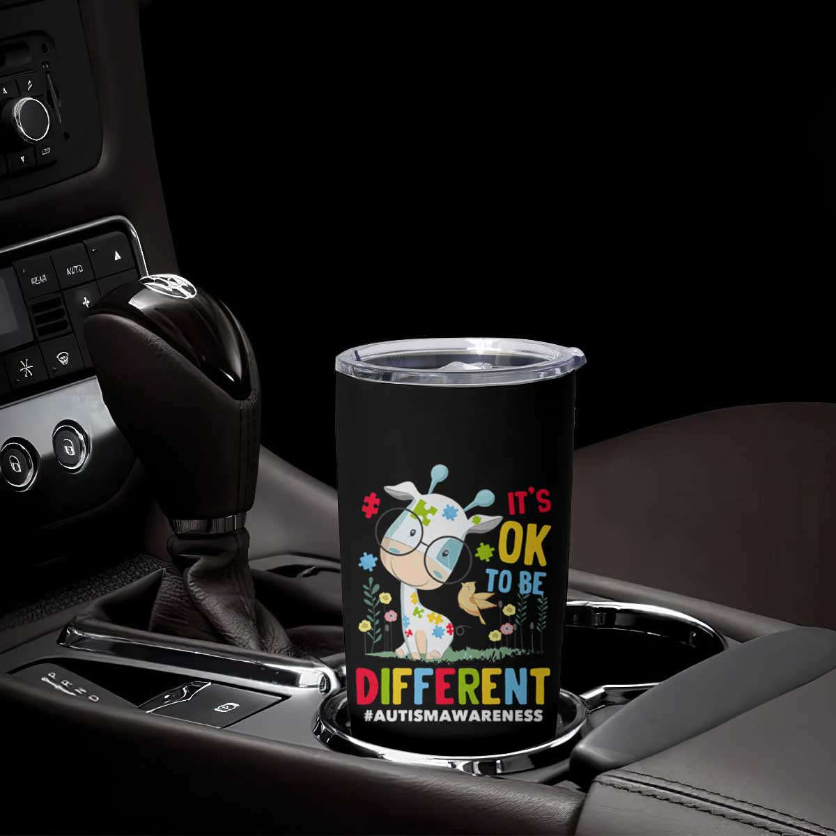 Autism Awareness Tumbler Cup It's Ok To Be Different Cute Puzzle Giraffe TS09 Print Your Wear