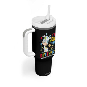 Autism Awareness Tumbler With Handle It's Ok To Be Different Cute Puzzle Giraffe TS09 Print Your Wear