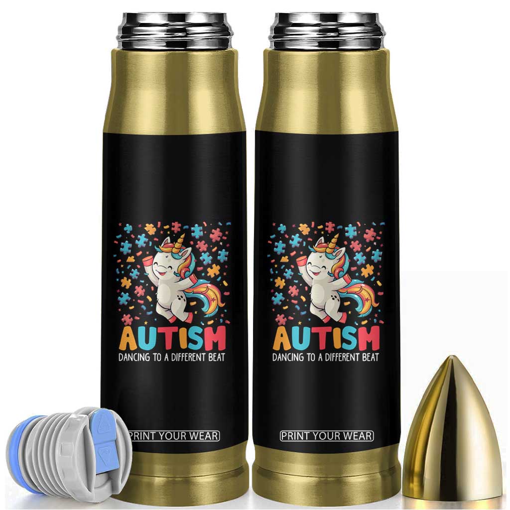 Autism Awareness Bullet Tumbler Puzzle Unicorn Dancing To A Different Beat TS09 Black Print Your Wear