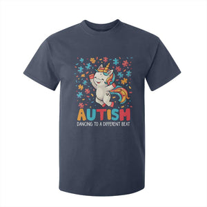 Autism Awareness T Shirt For Kid Puzzle Unicorn Dancing To A Different Beat TS09 Navy Printyourwear
