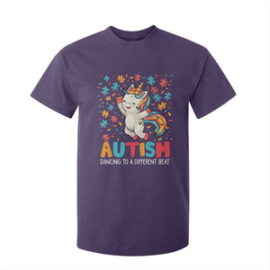 Autism Awareness T Shirt For Kid Puzzle Unicorn Dancing To A Different Beat TS09 Purple Printyourwear