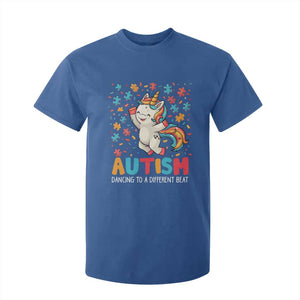 Autism Awareness T Shirt For Kid Puzzle Unicorn Dancing To A Different Beat TS09 Royal Blue Printyourwear