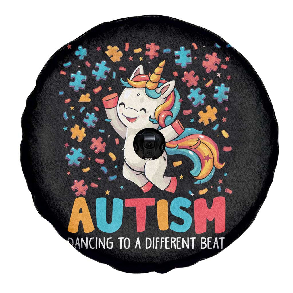 Autism Awareness Spare Tire Cover Puzzle Unicorn Dancing To A Different Beat TS09 Print Your Wear