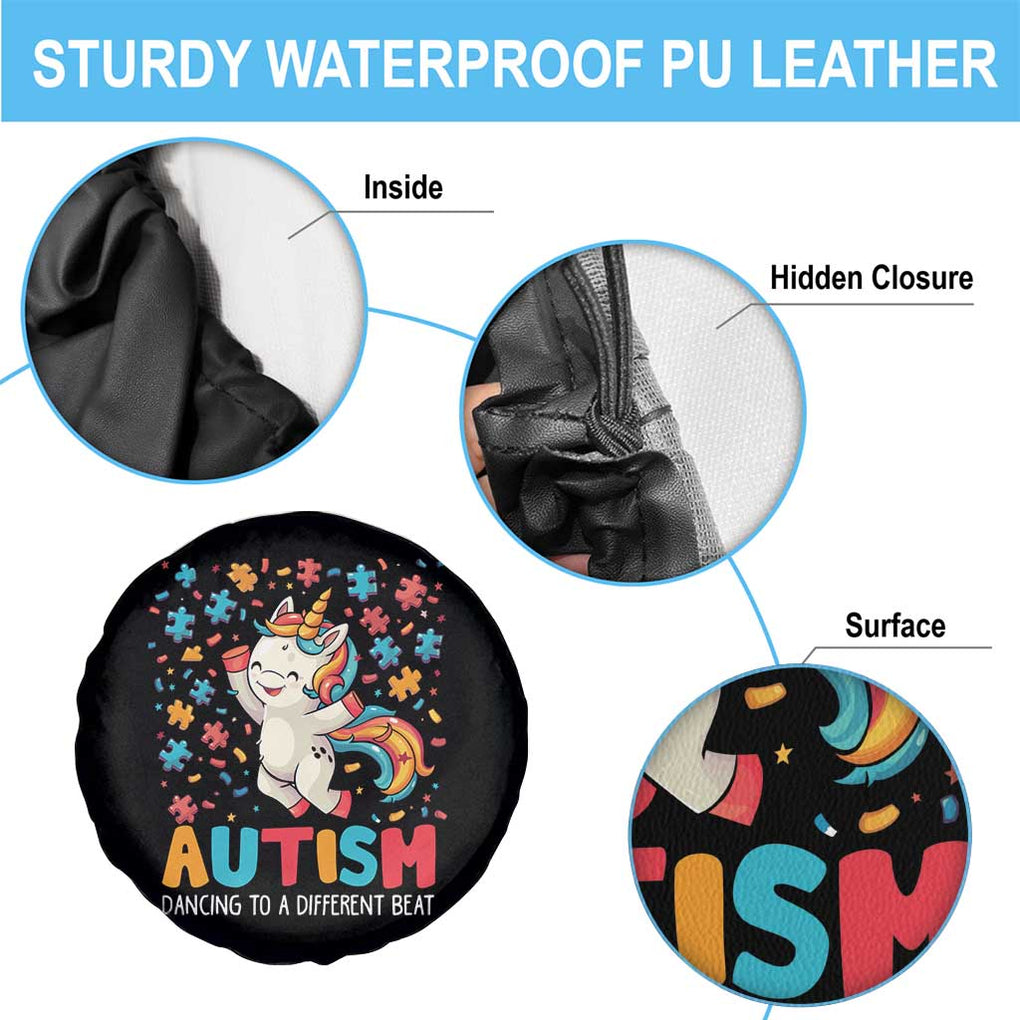 Autism Awareness Spare Tire Cover Puzzle Unicorn Dancing To A Different Beat TS09 Print Your Wear