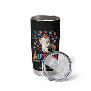 Autism Awareness Tumbler Cup Puzzle Unicorn Dancing To A Different Beat TS09 Print Your Wear