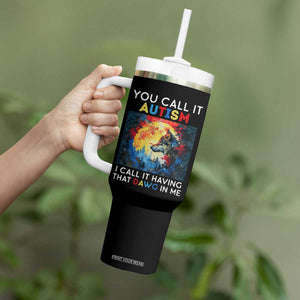 Autism Awareness Tumbler With Handle You Call It Autism I Call It Having That Dawg In Me Wolf Puzzle Moon TS09 Print Your Wear