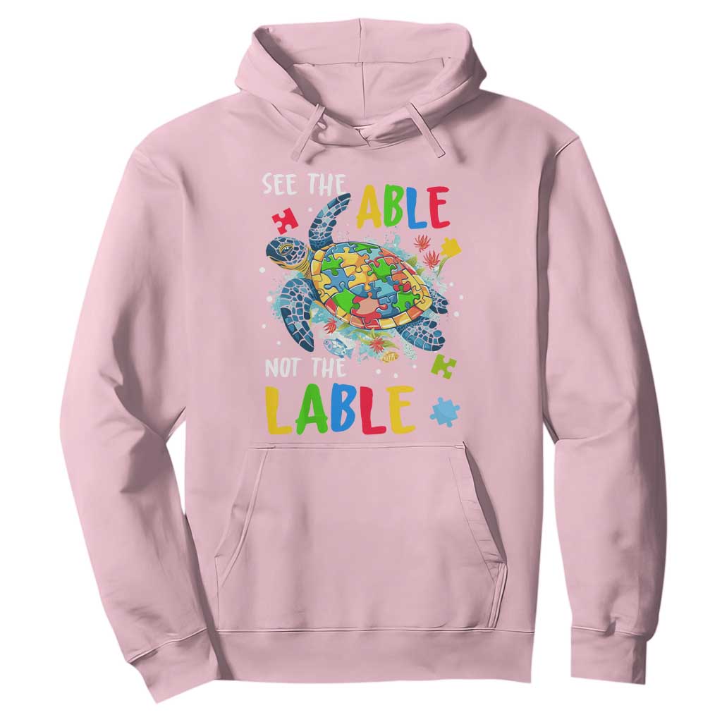Autism Awareness Hoodie See The Able Not The Label Puzzle Sea Turtle TS09 Light Pink Printyourwear