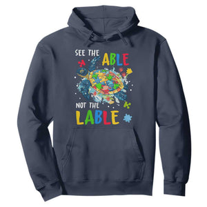Autism Awareness Hoodie See The Able Not The Label Puzzle Sea Turtle TS09 Navy Printyourwear