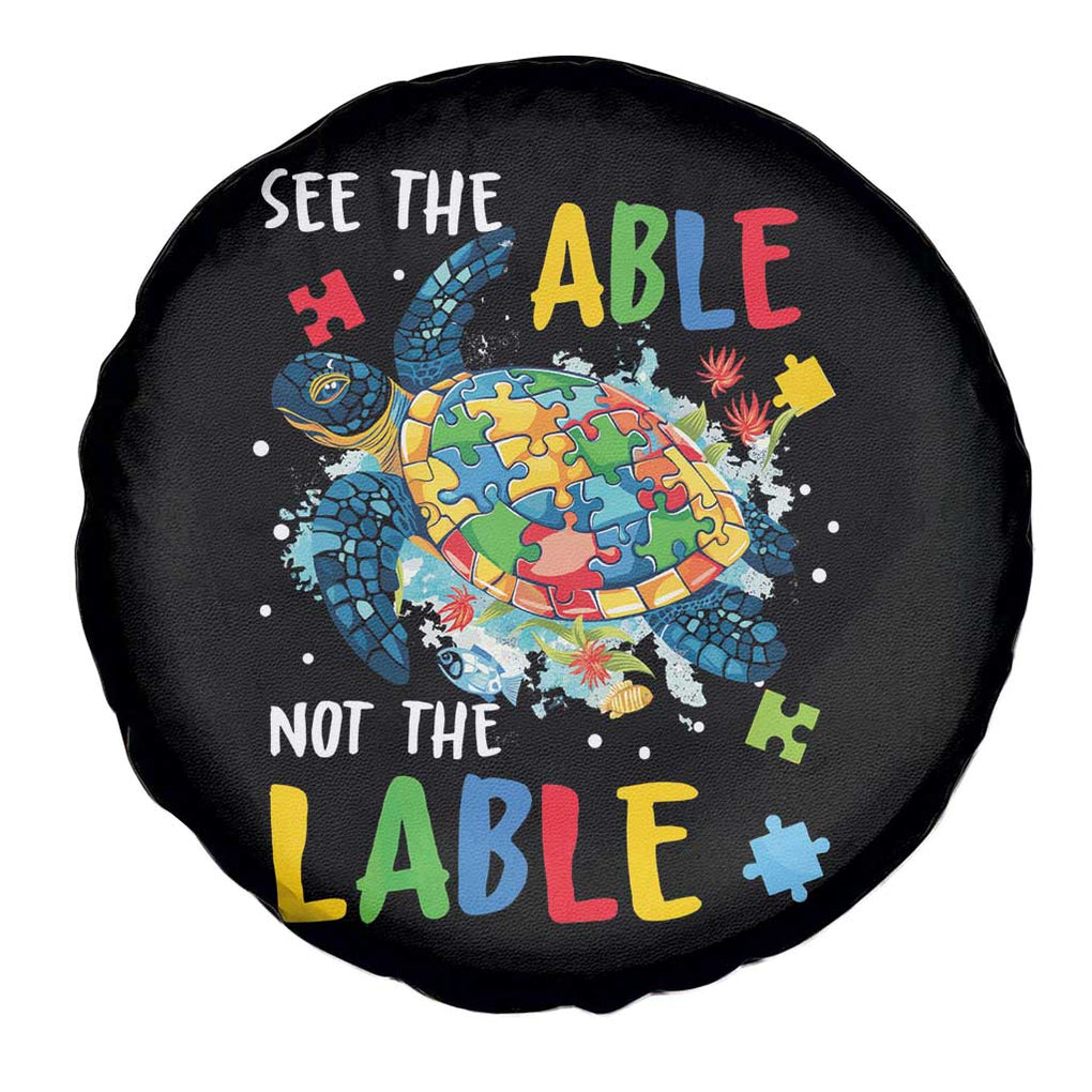 Autism Awareness Spare Tire Cover See The Able Not The Label Puzzle Sea Turtle TS09 Print Your Wear