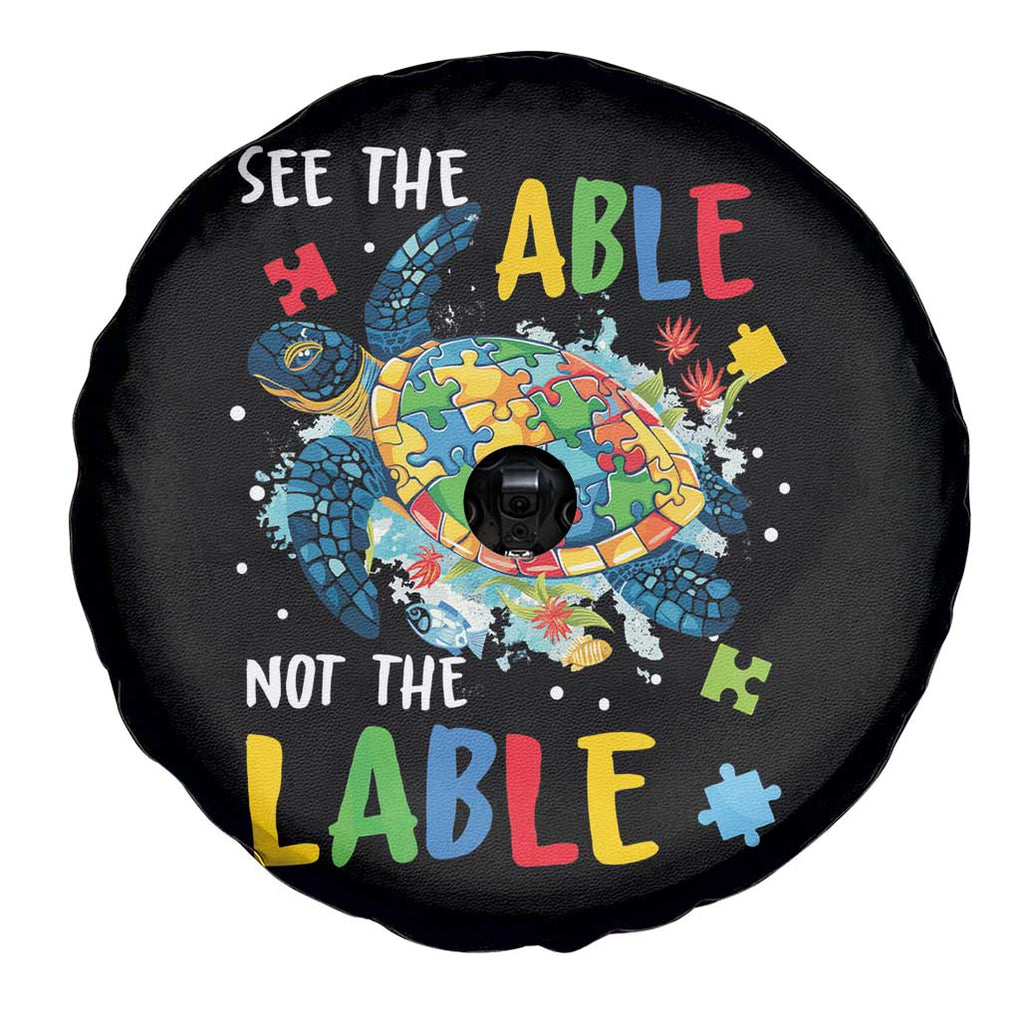 Autism Awareness Spare Tire Cover See The Able Not The Label Puzzle Sea Turtle TS09 Print Your Wear