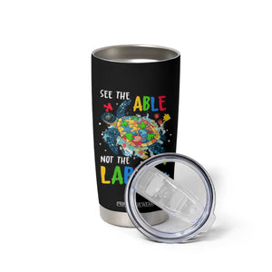 Autism Awareness Tumbler Cup See The Able Not The Label Puzzle Sea Turtle TS09 Print Your Wear