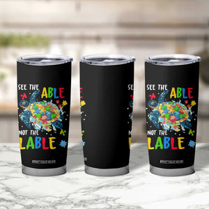 Autism Awareness Tumbler Cup See The Able Not The Label Puzzle Sea Turtle TS09 Print Your Wear