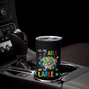 Autism Awareness Tumbler Cup See The Able Not The Label Puzzle Sea Turtle TS09 Print Your Wear