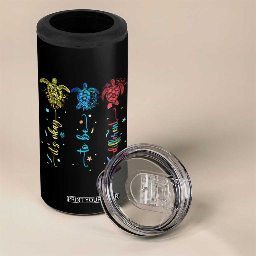 Autism Awareness 4 in 1 Can Cooler Tumbler It's Ok To Be Different Sea Turtle TS09 Print Your Wear