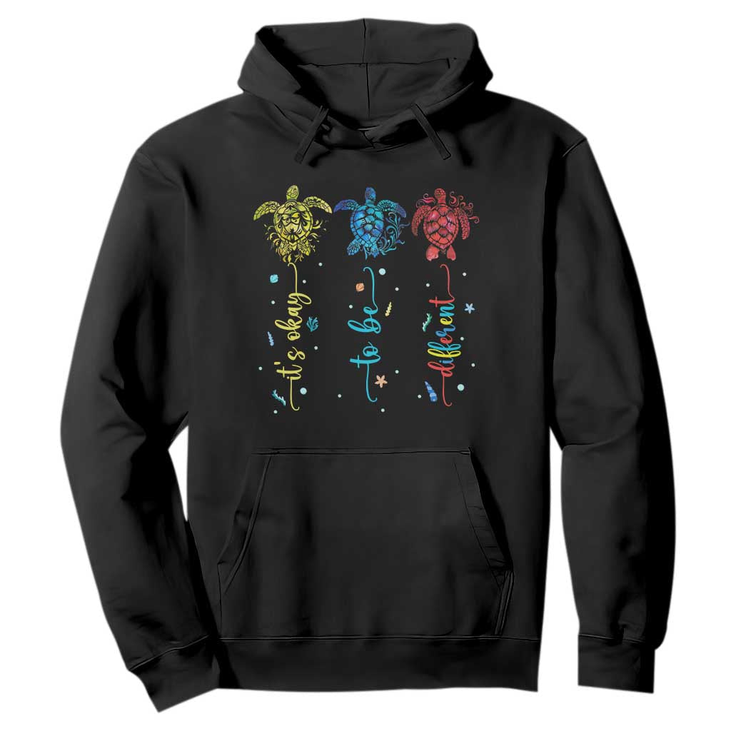 Autism Awareness Hoodie It's Ok To Be Different Sea Turtle TS09 Black Printyourwear