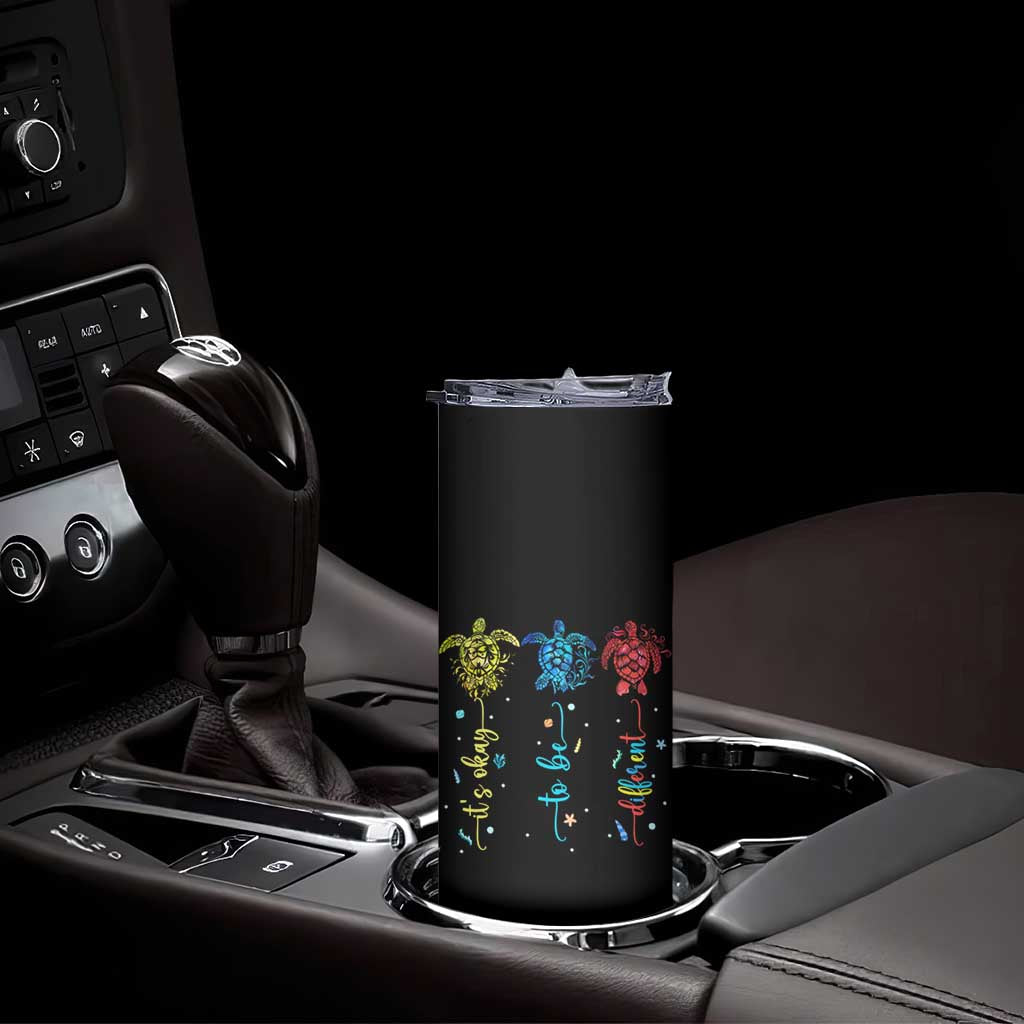 Autism Awareness Skinny Tumbler It's Ok To Be Different Sea Turtle TS09 Print Your Wear