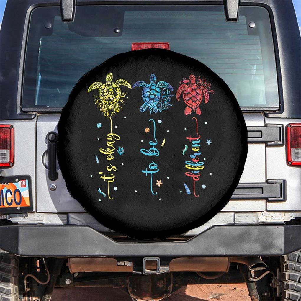 Autism Awareness Spare Tire Cover It's Ok To Be Different Sea Turtle TS09 No hole Black Print Your Wear