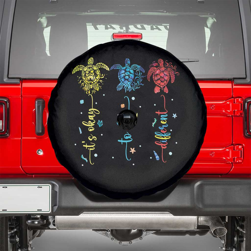 Autism Awareness Spare Tire Cover It's Ok To Be Different Sea Turtle TS09 Black Print Your Wear