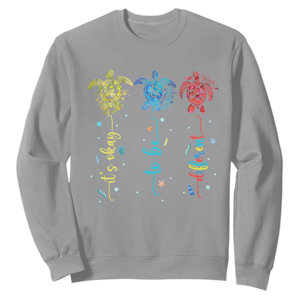 Autism Awareness Sweatshirt It's Ok To Be Different Sea Turtle TS09 Sport Gray Printyourwear