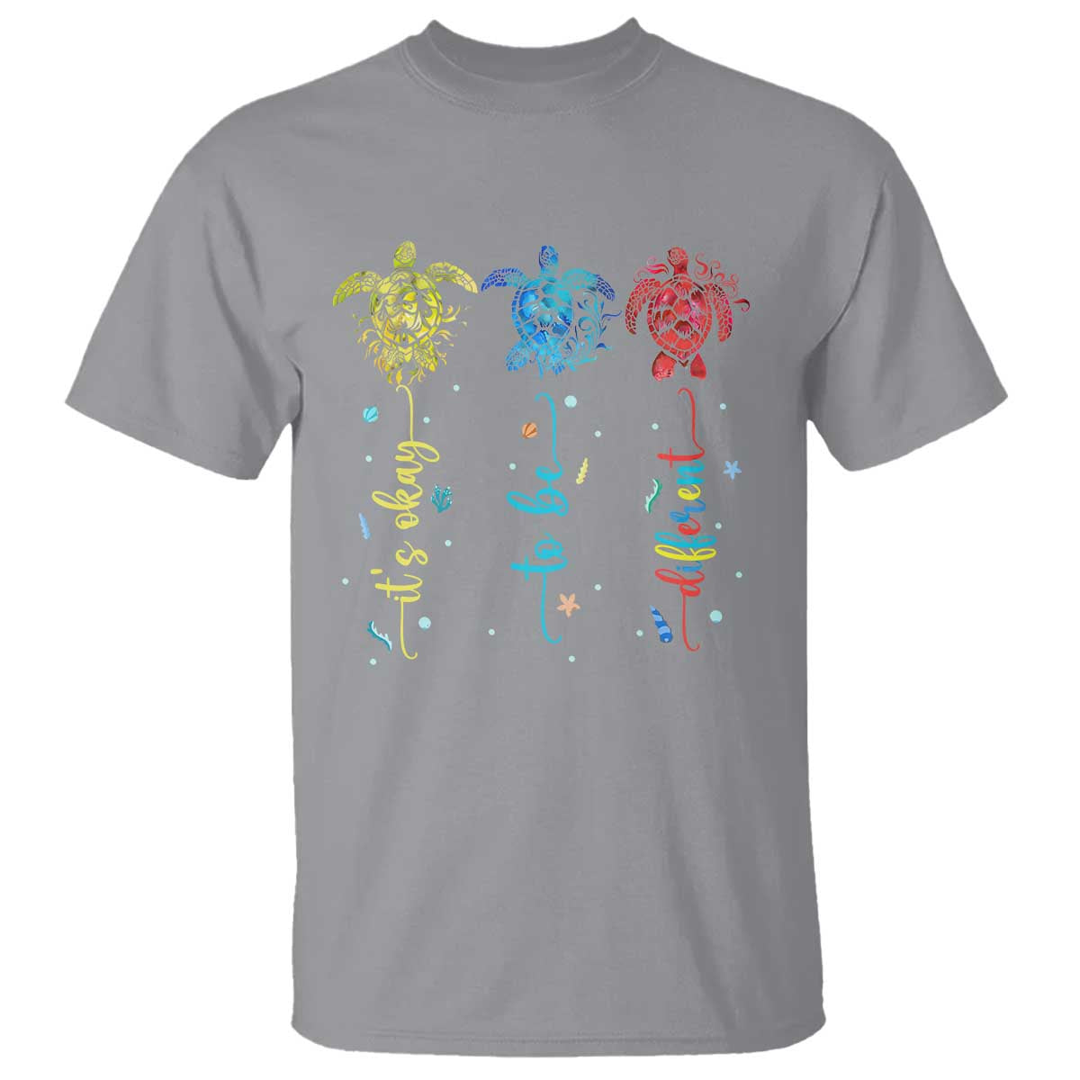 Autism Awareness T Shirt It's Ok To Be Different Sea Turtle TS09 Sport Gray Printyourwear