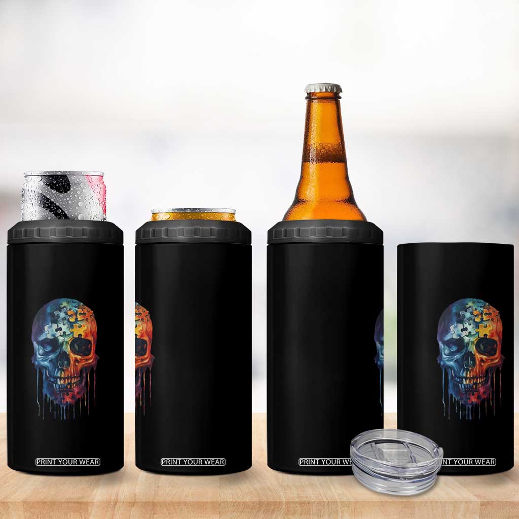 Autism Awareness Cool Puzzle Skull 4 in 1 Can Cooler Tumbler TS09 Print Your Wear