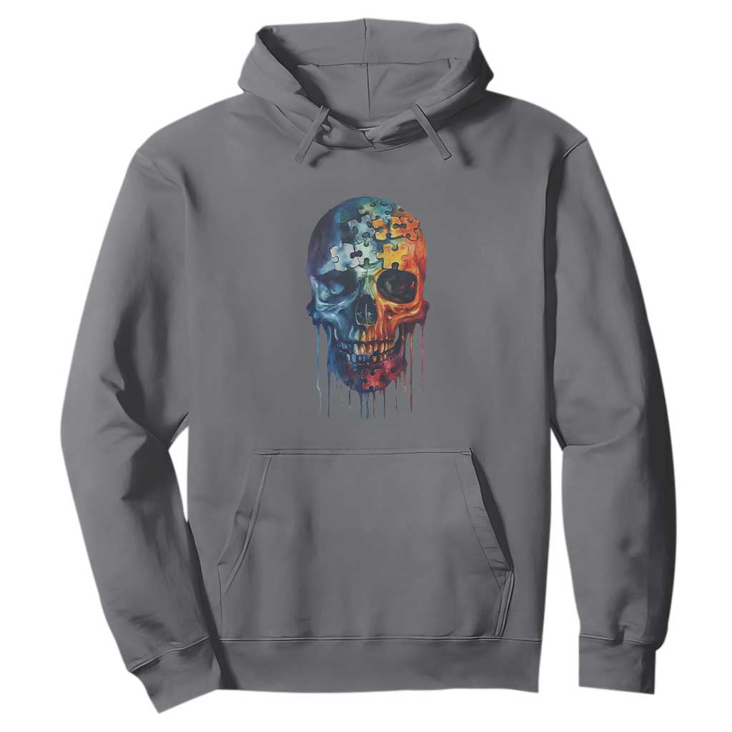 Autism Awareness Cool Puzzle Skull Hoodie TS09 Charcoal Printyourwear