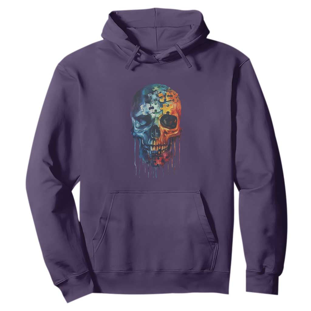 Autism Awareness Cool Puzzle Skull Hoodie TS09 Purple Printyourwear