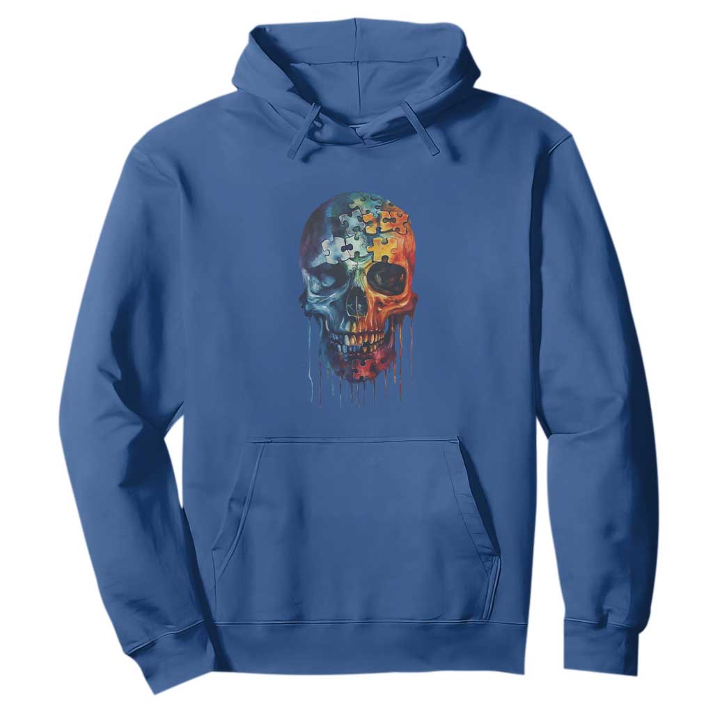 Autism Awareness Cool Puzzle Skull Hoodie TS09 Royal Blue Printyourwear