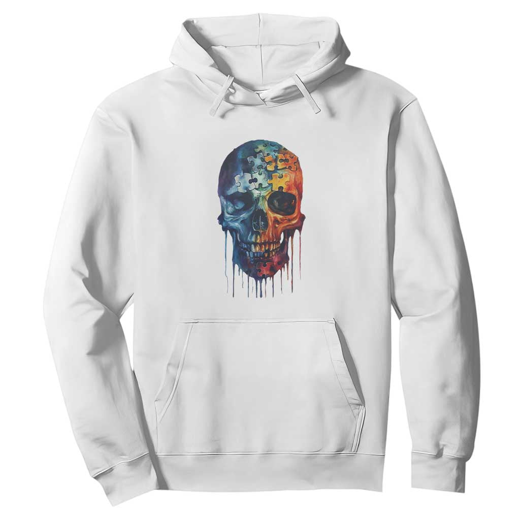 Autism Awareness Cool Puzzle Skull Hoodie TS09 White Printyourwear