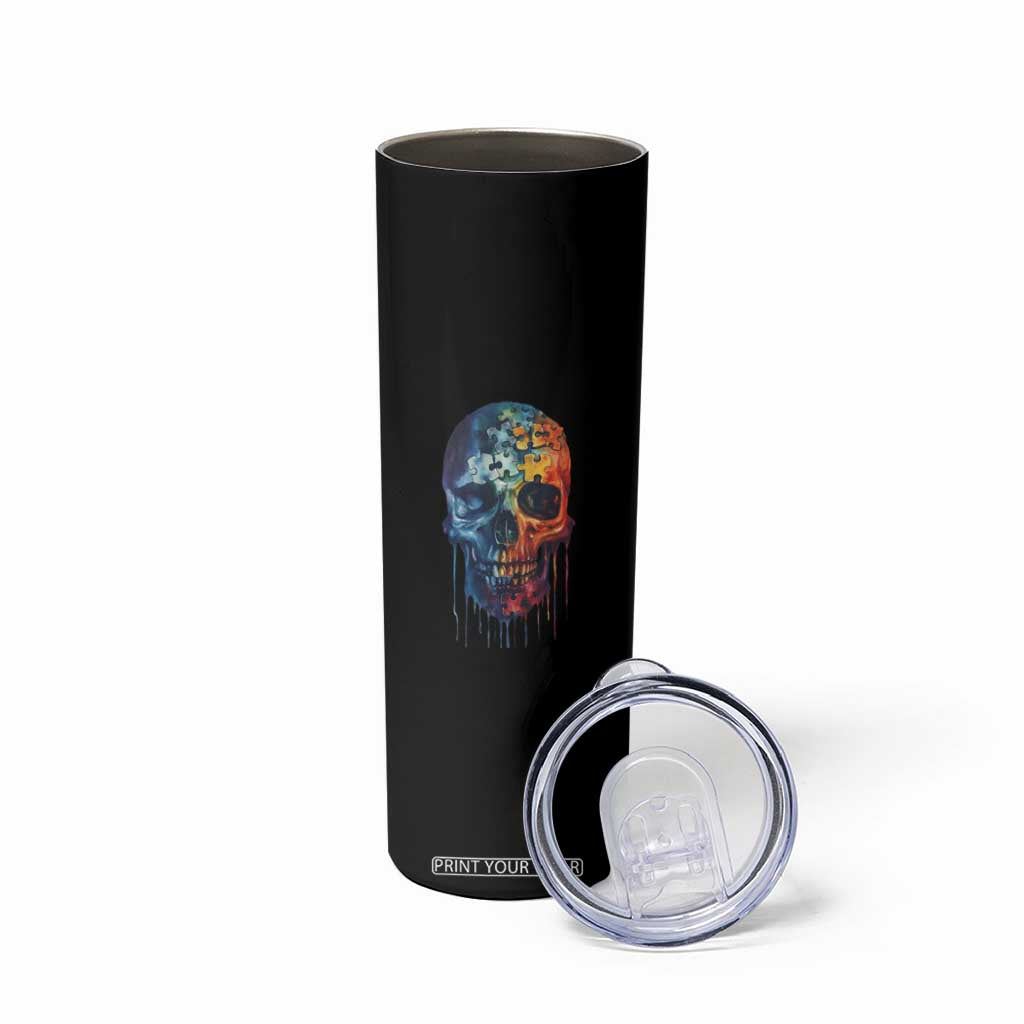 Autism Awareness Cool Puzzle Skull Skinny Tumbler TS09 Print Your Wear