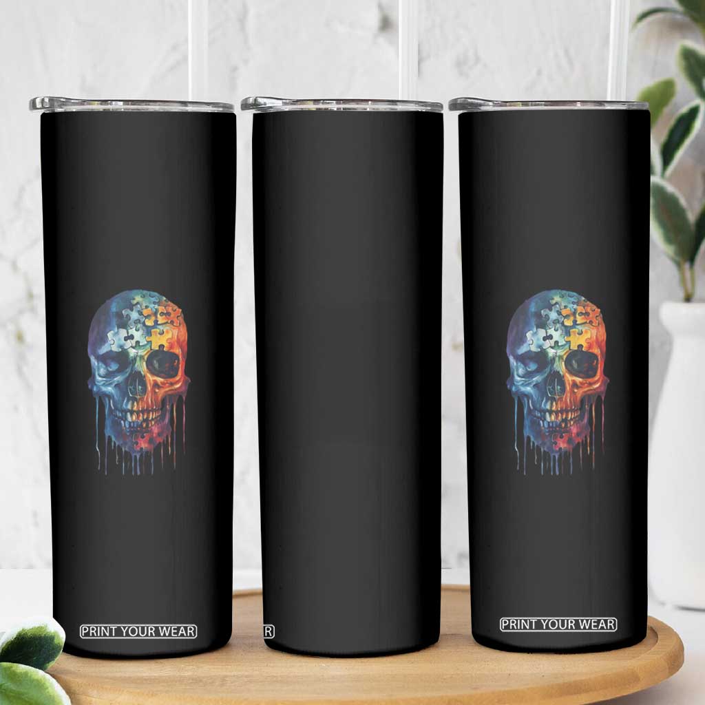 Autism Awareness Cool Puzzle Skull Skinny Tumbler TS09 Print Your Wear