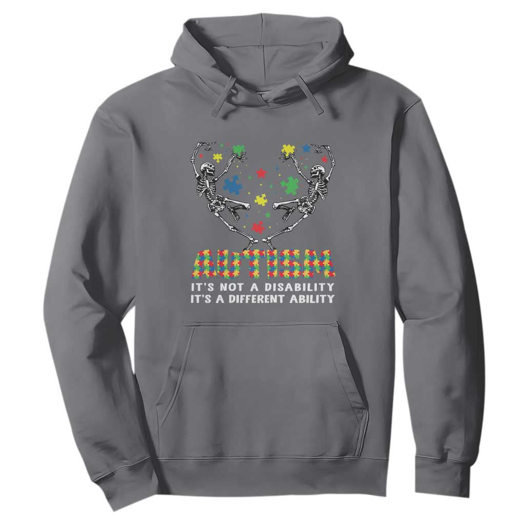 Autism Awareness Hoodie Skeleton It's Not A Disability It's A Different Ability TS09 Charcoal Printyourwear
