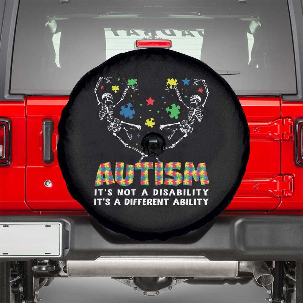 Autism Awareness Spare Tire Cover Skeleton It's Not A Disability It's A Different Ability TS09 Black Print Your Wear