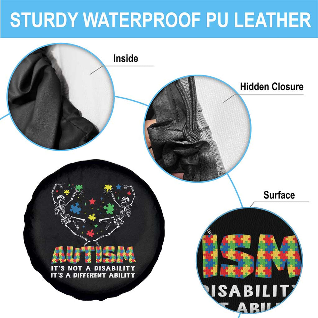 Autism Awareness Spare Tire Cover Skeleton It's Not A Disability It's A Different Ability TS09 Print Your Wear