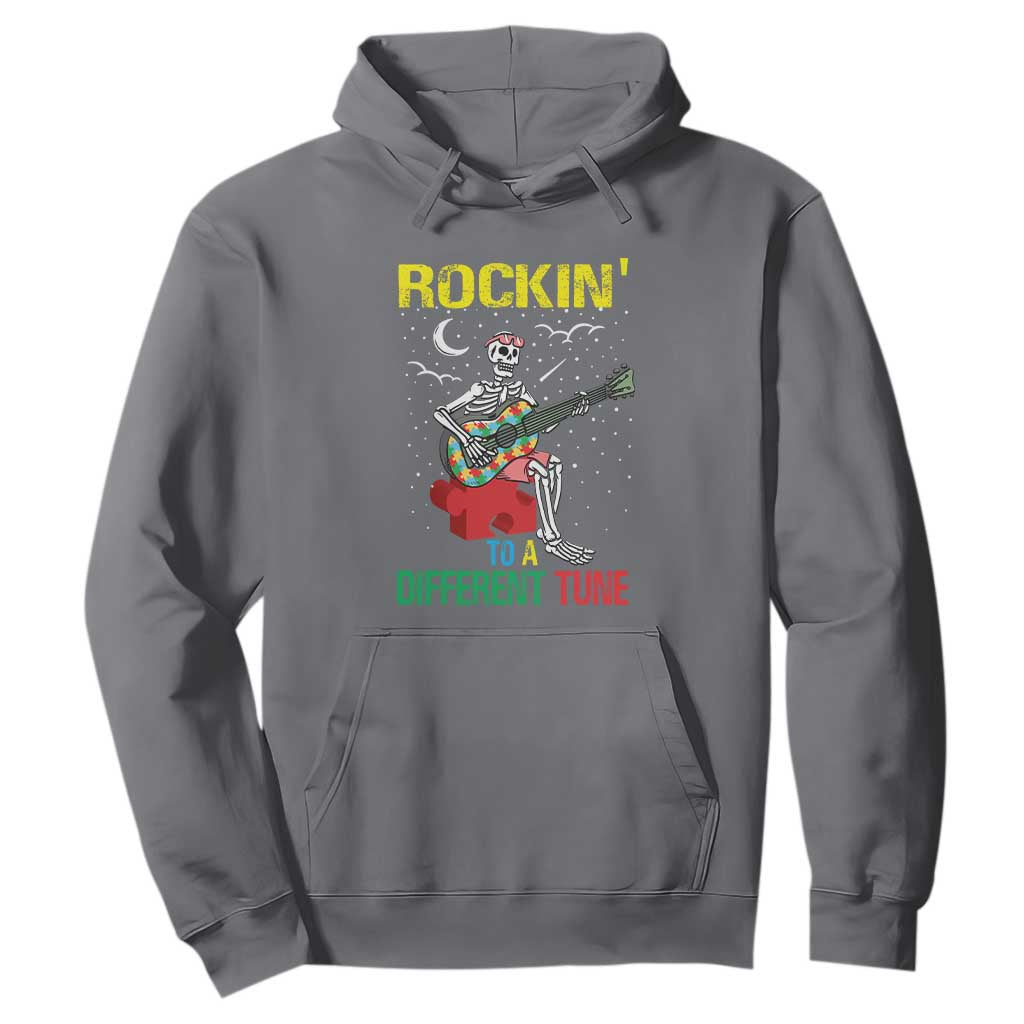 Autism Awareness Hoodie Rockin' To A Different Tune Skeleton TS09 Charcoal Printyourwear