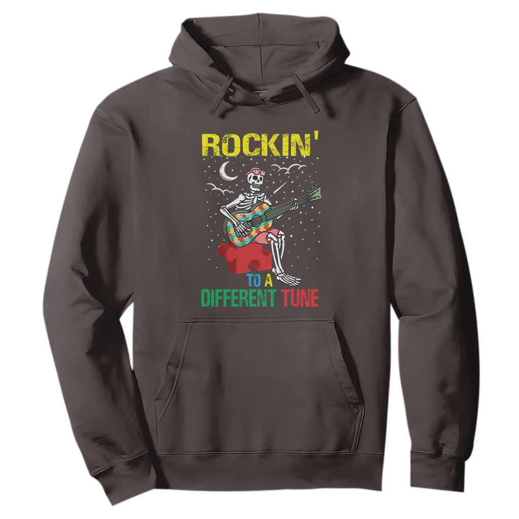 Autism Awareness Hoodie Rockin' To A Different Tune Skeleton TS09 Dark Chocolate Printyourwear