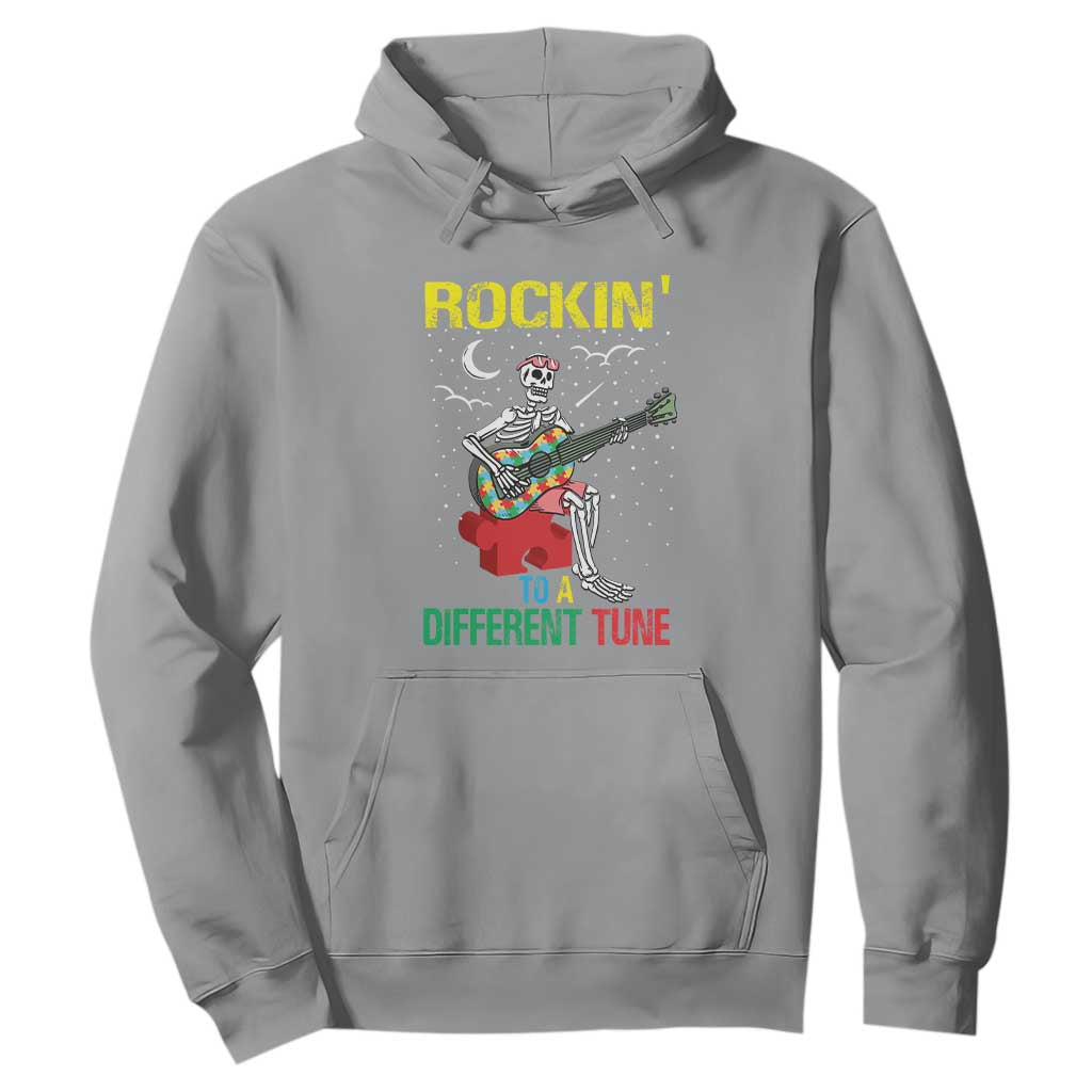 Autism Awareness Hoodie Rockin' To A Different Tune Skeleton TS09 Sport Gray Printyourwear