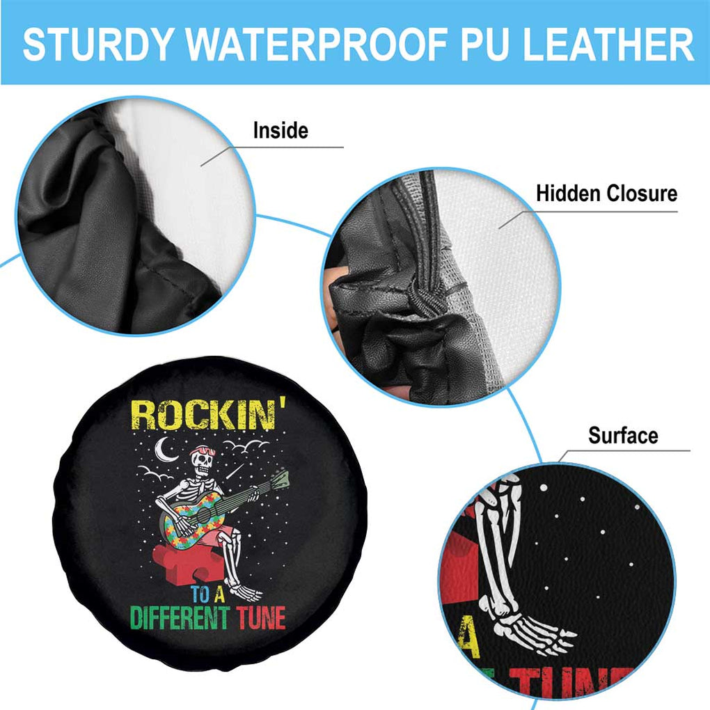 Autism Awareness Spare Tire Cover Rockin' To A Different Tune Skeleton TS09 Print Your Wear