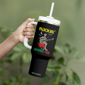 Autism Awareness Tumbler With Handle Rockin' To A Different Tune Skeleton TS09 Print Your Wear