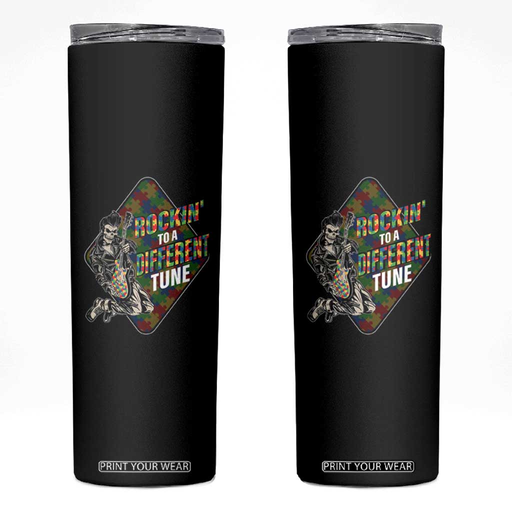 Autism Awareness Skinny Tumbler Rockin' To A Different Tune TS09 Black Print Your Wear