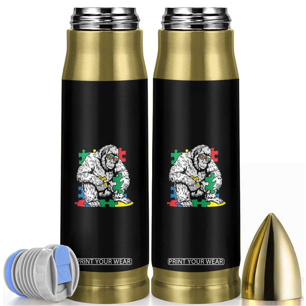 Autism Awareness Bigfoot Puzzle Autistic Warrior Bullet Tumbler TS09 Black Print Your Wear