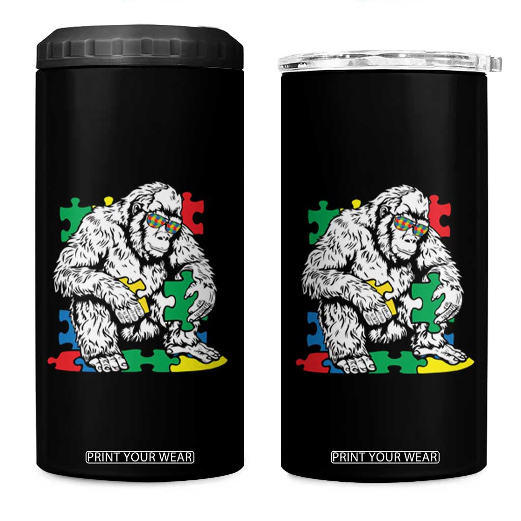 Autism Awareness Bigfoot Puzzle Autistic Warrior 4 in 1 Can Cooler Tumbler TS09 One Size: 16 oz Black Print Your Wear