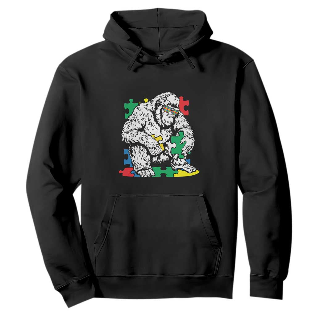 Autism Awareness Bigfoot Puzzle Autistic Warrior Hoodie TS09 Black Printyourwear