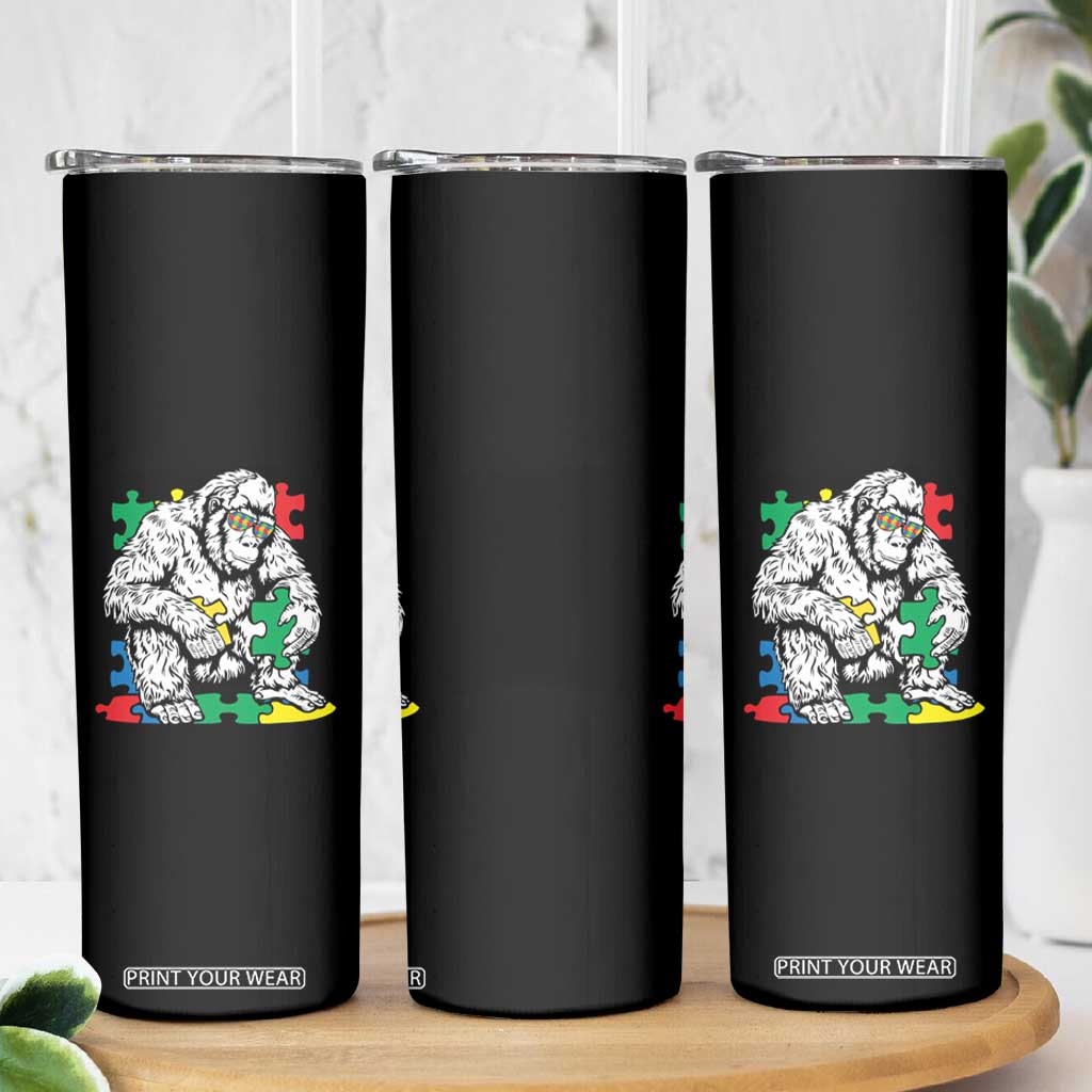 Autism Awareness Bigfoot Puzzle Autistic Warrior Skinny Tumbler TS09 Print Your Wear